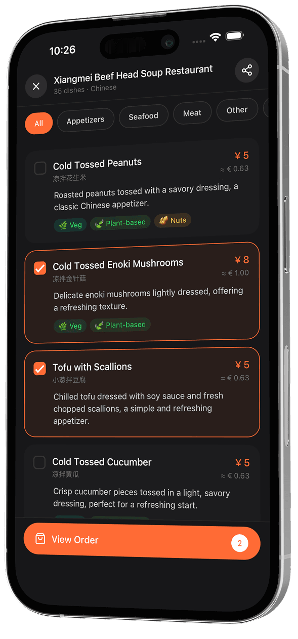 MenuLens app screenshot